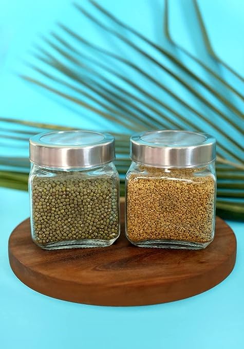 Vency Piramal Glass Round 500ml Transparent Glass Jars & Containers for Kitchen Pantry, Snacks, Masala, Pickles, Dry Fruits, Cof